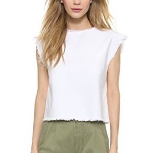 Marc Jacobs White Denim Frayed Top